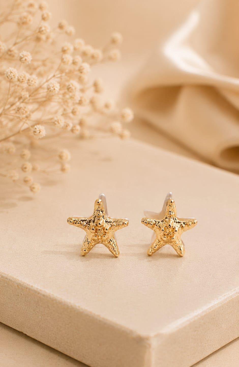 Brinco Estrela do Mar — relevo texturizado banhado a ouro 18K