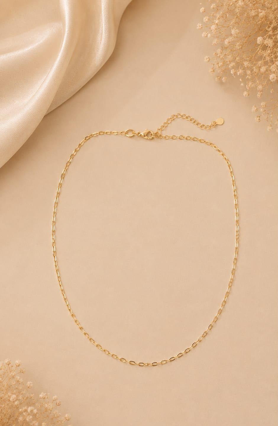 Colar Paperclip — corrente fina banhada a ouro 18K