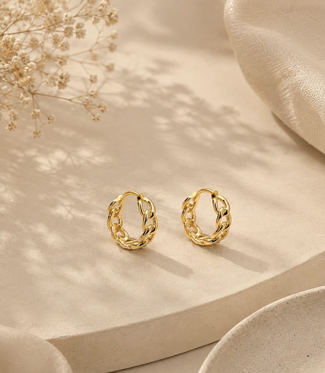 Brinco Argola Elo Corrente — argola de elos banhada a ouro 18K